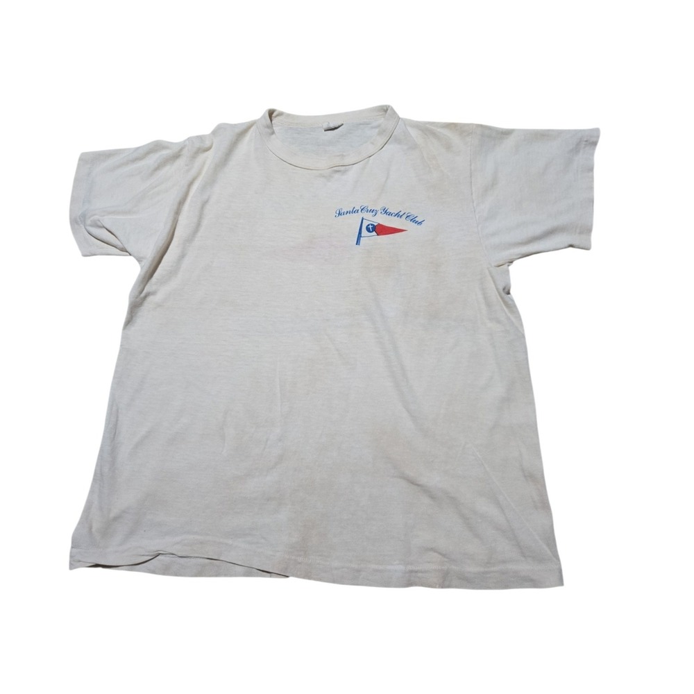 Vintage Stedman Santa Cruz Yacht Club Single Stitch T-Shirt Cream S